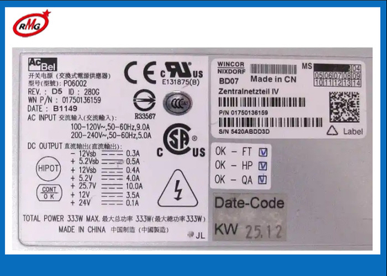 01750136159 Części maszyny bankomatu Wincor Nixdorf Zasilanie 333W ACBEL P06002